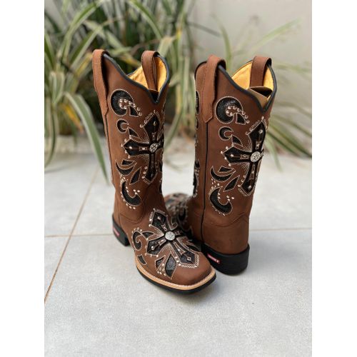 PRONTA ENTREGA BOTA TEXANA EM COURO MARROM A LASER... - Botas Texanas Bruto