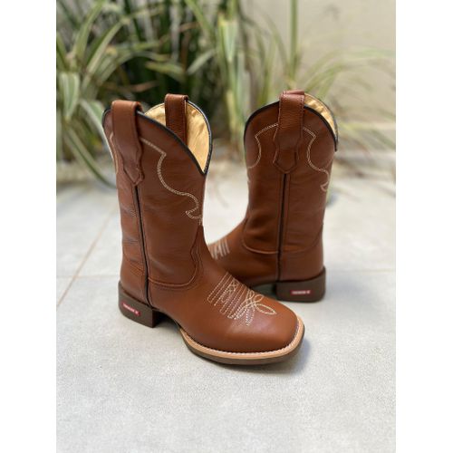 BOTA TEXANA EM COURO MUSTANG BORDADO BASICO BEGE C... - Botas Texanas Bruto