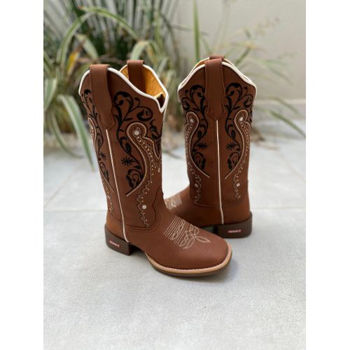 BOTA TEXANA EM COURO BORDADO TRIBAL E FLORAO SOLAD... - Botas Texanas Bruto