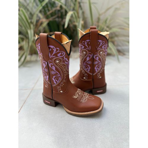 BOTA TEXANA EM COURO MUSTANG BORDADO TRIBAL E FLOR... - Botas Texanas Bruto