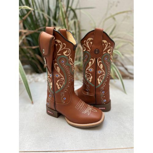 BOTA TEXANA EM COURO MUSTANG BORDADO TRIBAL VERDE ... - Botas Texanas Bruto
