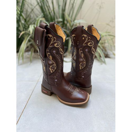 BOTA TEXANA EM COURO LATEGO MARROM BORDADO TRIBAL ... - Botas Texanas Bruto