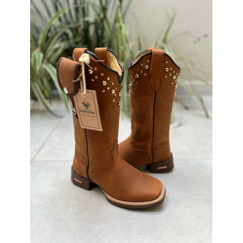 Bota Texana Em Couro HORSE HAVANA Solado Marrom Ba... - Botas Texanas Bruto