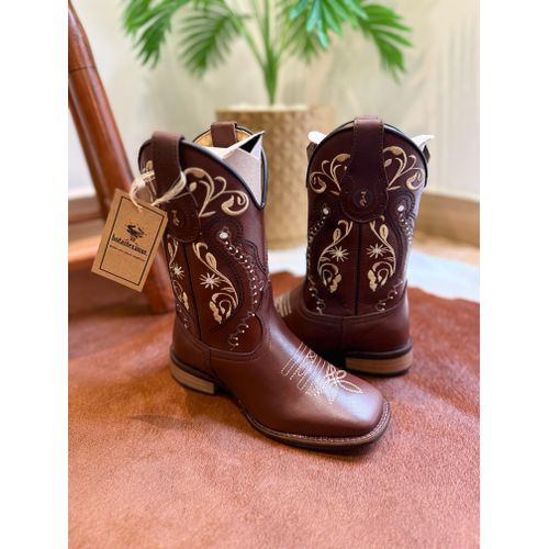 BOTA TEXANA EM COURO BORDADO TRIBAL SOLA RÚSTICA C... - Botas Texanas Bruto