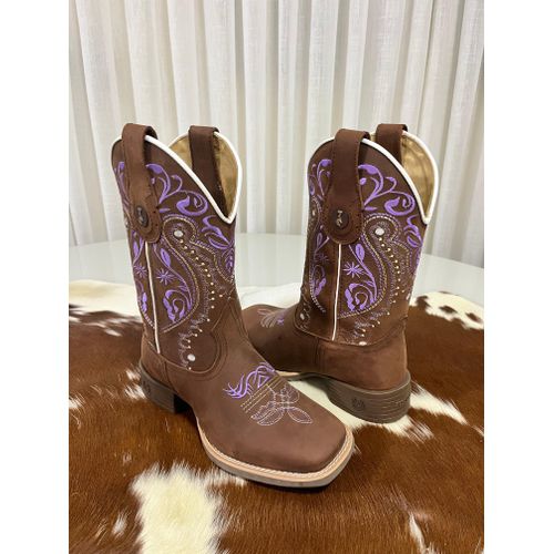 BOTA TEXANA EM COURO HORSE NESCAU BORDADO TRIBAL B... - Botas Texanas Bruto
