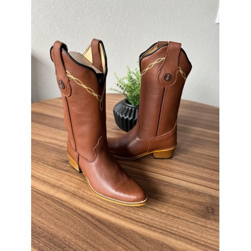 BOTA TEXANA EM COURO MUSTANG BORDADO BÁSICO SOLADO... - Botas Texanas Bruto