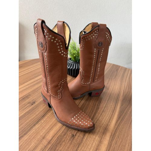 BOTA TEXANA EM COURO MUSTANG COM METAIS SOLADO BIC... - Botas Texanas Bruto