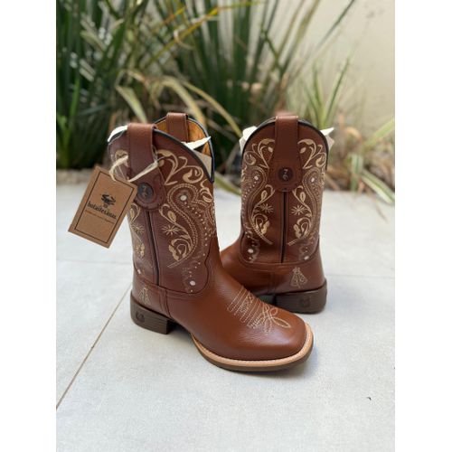BOTA TEXANA EM COURO MUSTANG BORDADO TRIBAL COM NO... - Botas Texanas Bruto