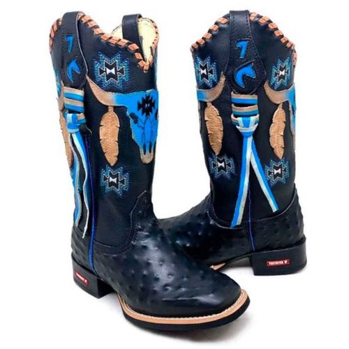 BOTA TEXANA EM COURO ESTILIZADA EM AVESTRUZ TOURO ... - Botas Texanas Bruto