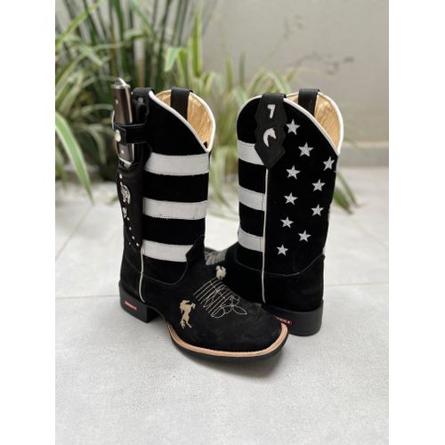 KIT TEXANA EM COURO NOBUCK PRETO ESTADOS UNIDOS + ... - Botas Texanas Bruto