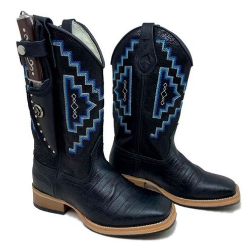KIT TEXANA PRETA COM SOLADO MADEIRA + BAINHA + FAC... - Botas Texanas Bruto