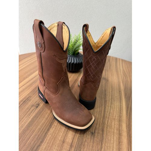 BOTA TEXANA EM COURO HORSE NESCAU RECORTE TOURO E ... - Botas Texanas Bruto