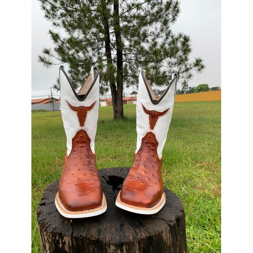 BOTA TEXANA EM COURO RECORTE TOURO - BTM25 - Botas Texanas Bruto