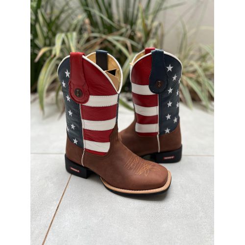 BOTA TEXANA EM COURO MARROM ESTADOS UNIDOS - BTM29 - Botas Texanas Bruto