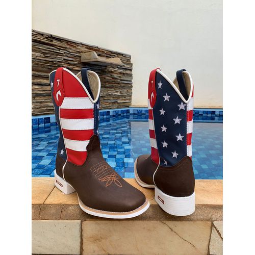 BOTA TEXANA EM COURO MARROM ESTADOS UNIDOS SOLADO ... - Botas Texanas Bruto