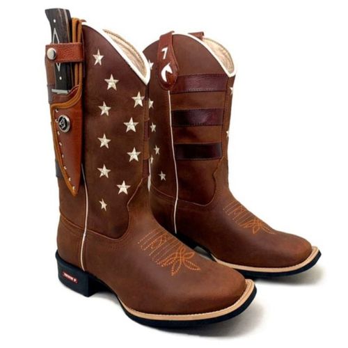 KIT TEXANA ESTADOS UNIDOS MARROM + BAINHA + FACA -... - Botas Texanas Bruto