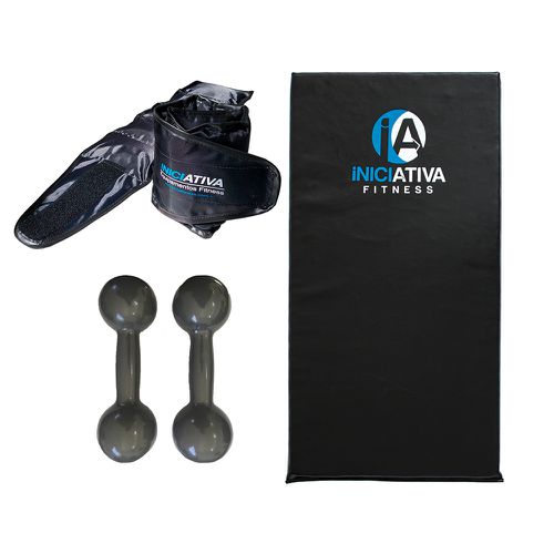 Kit treino em casa - colchonete + par de caneleira 1kg + par de halter 1kg 