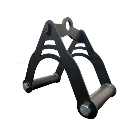 Puxador Triângulo Preto com Manopla para Musculação Cross Over e Pulley - Iniciativa Fitness