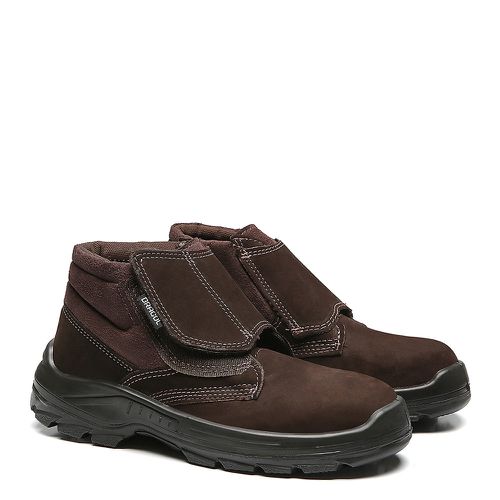 PETRO BVL BOTINA VELCRO NOBUCK MARROM CAFÉ BICO PLÁSTICO - Bracol