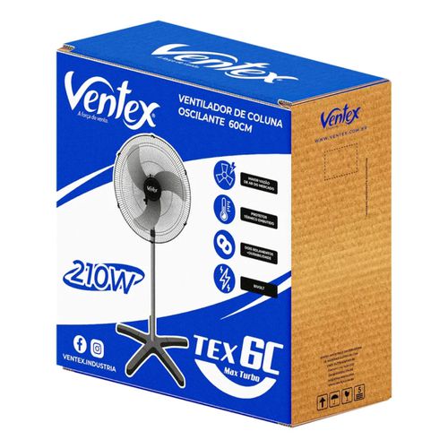 VENTILADOR COLUNA 60CM 210W BIVOLT TEX6C MAX TURBO | Broketto