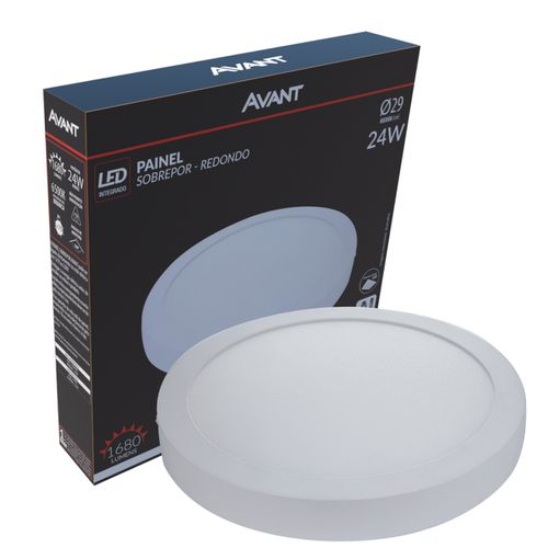 Plafon Painel Led 24w Redondo Sobrepor 6500k Branco Frio