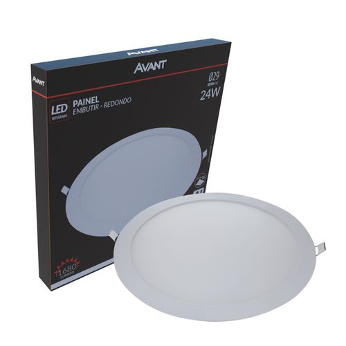 Painel Plafon Led De Embutir Redondo 6500k 24w Bivolt Avant