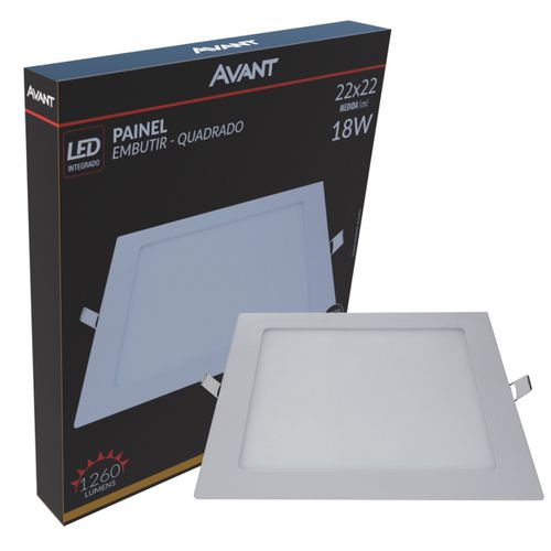 Plafon Painel Led 18w Quadrado Embutir 3000k Branco Quente