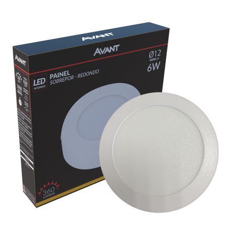 Plafon Painel Led 6w Sobrepor Redondo 3000k Branco Quente