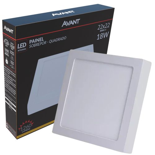 Plafon Painel Led 18w Quadrado Sobrepor 3000k Branco Quente.