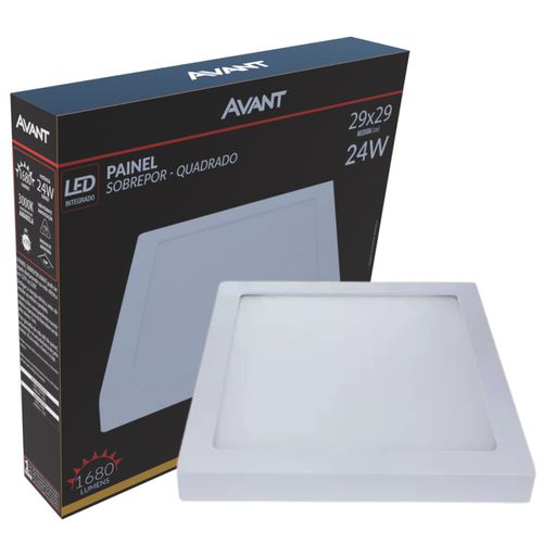 Painel Plafon Led Sobrepor Quadrado 3000k 24w Bivolt Avant