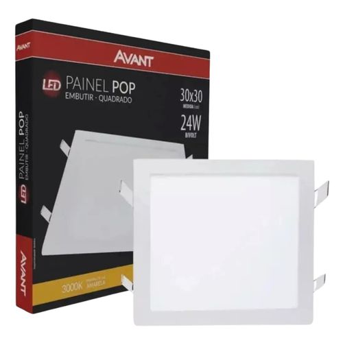 Painel Plafon Led De Embutir Quadrado 3000k 24w Bivolt Avant