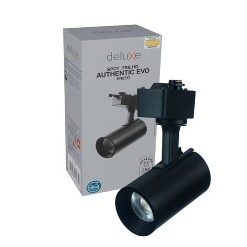 Spot Trilho Preto Led 7w 3000k Authentic Evo Branco Quente