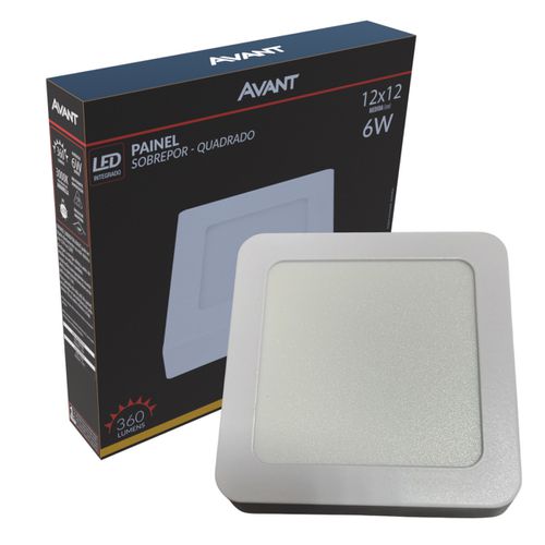 Painel Plafon Led Sobrepor Quadrado 3000k 6w Bivolt