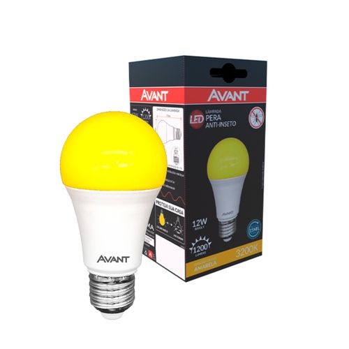 Lâmpada Pera Anti Inseto 12w 3200k Luz Amarela E-27
