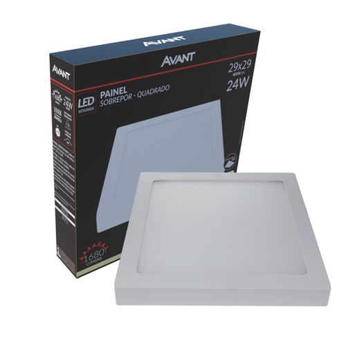 Painel Plafon Led Sobrepor 24w Quadrado 4000k Branco Neutro Bivolt