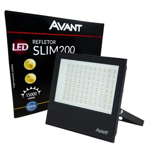 Refletor Holofote Led Slim 200w 3000K Branco Quente Bivolt 