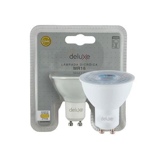 Lâmpada LED Dicróica MR16 8W 2700K Branco Quente GU10