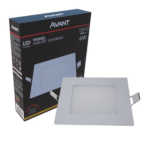 Painel Plafon Led Embutir 6w Quadrado 3000k Branco Quente Bivolt