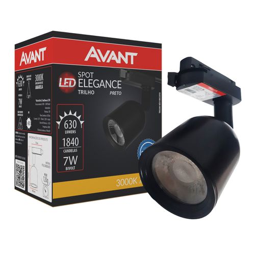 Spot Led Para Trilho Eletrificado Preto 7w 3000k Avant