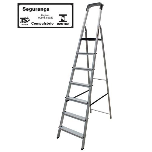 Escada Em Alumínio Doméstica 7 Degraus Botafogo Pro Esc0027