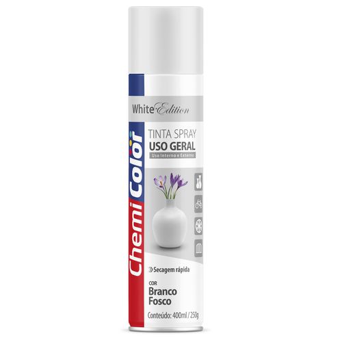 Tinta Spray Uso Geral Chemicolor Branco Fosco 400ml