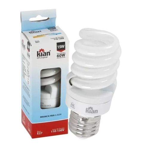 Lâmpada Fluorescente Espiral Eletrônica 15w 127v 6400k