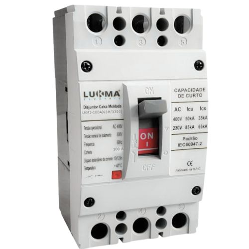 Disjuntor Em Caixa Moldada Tripolar 100a 45ka Lkm1-100a