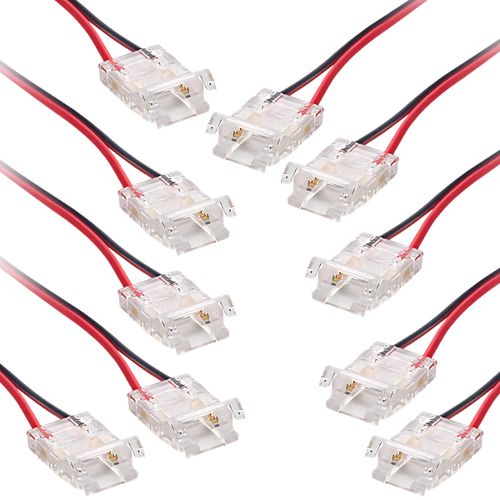 Kit 10 Conectores Força Fita Led Emenda C/ Rabicho 10mm 127/220V