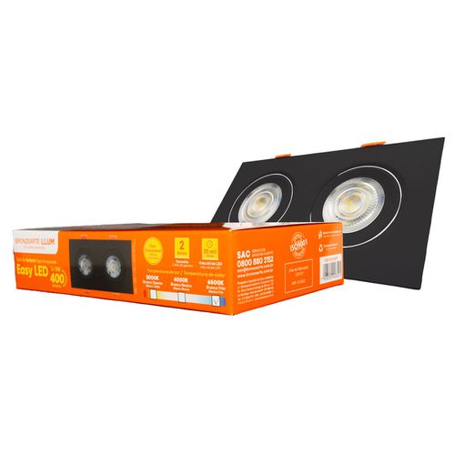 SPOT DE EMBUTIR LED PICCO HOME QUADRADO COM BORDA 2 FOCOS