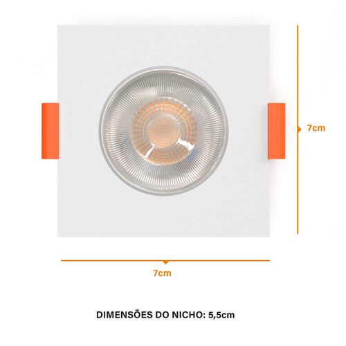 Spot Led de Embutir Mini Dicroica Quadrado 3W 6500K