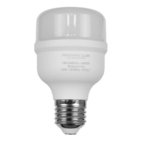 Lâmpada Led Bulbo 20w Branca 6500k E-27 Alta Potência Llum