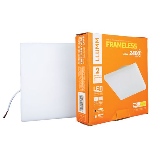 Painel Plafon Led de Embutir Quadrado Frameless 24W 4000K