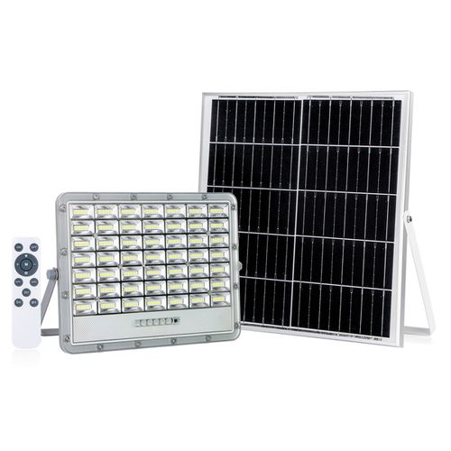 Refletor Led Solar 200W 6500k Com Painel E Controle Remoto