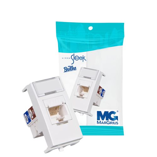 Módulo Tomada De Rede Rj45 Cat.6 Branco Sleek Margirius